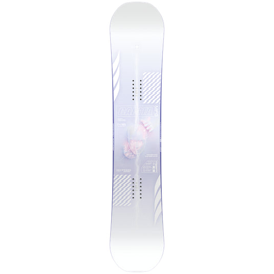 White snowboard with floral design on a white background