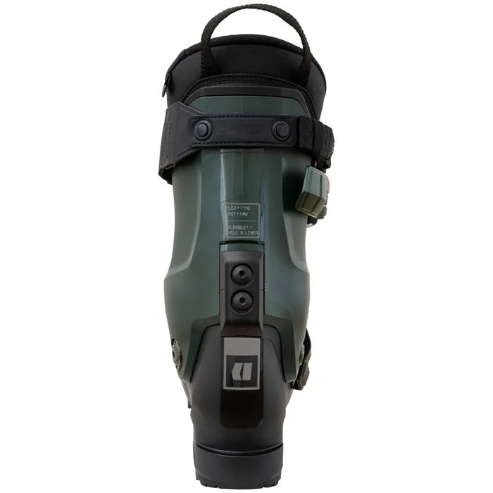 Load image into Gallery viewer, Green ski boot with black straps on a white background
