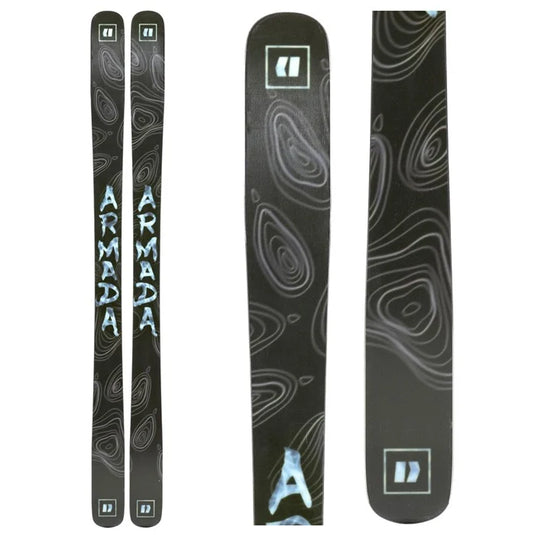 Two skis with Armada branding on a white background