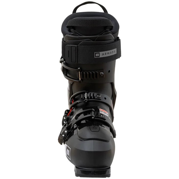 Load image into Gallery viewer, Black ski boot with Armada branding on a white background
