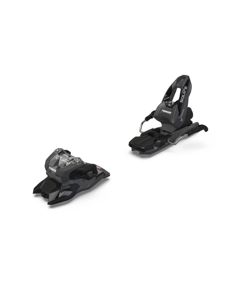 Load image into Gallery viewer, Two black Marker ski bindings on a transparent background
