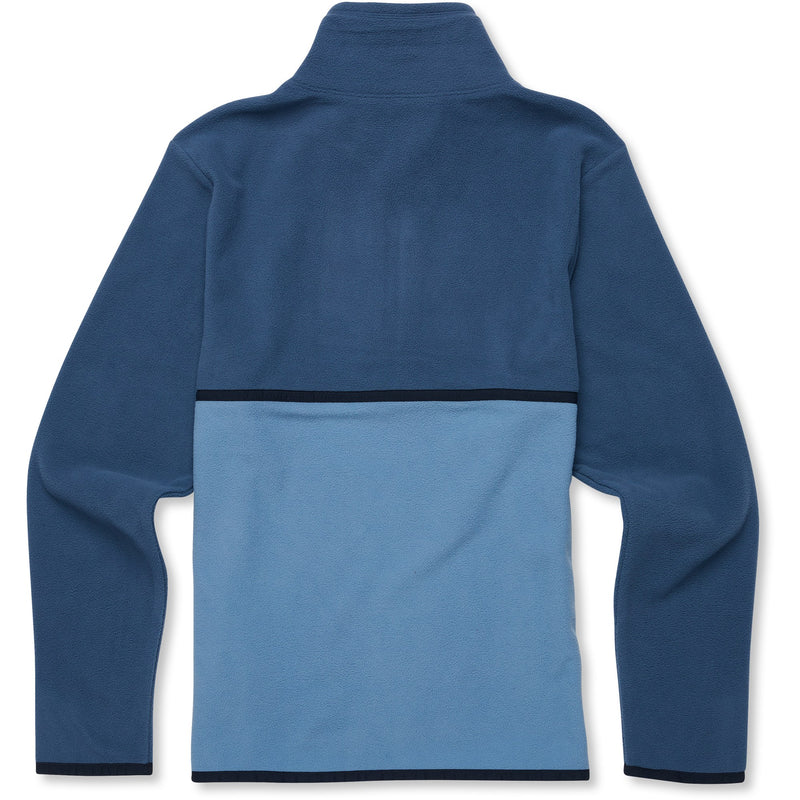 Load image into Gallery viewer, Blue fleece jacket with a color block design on a white background
