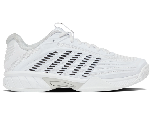 White athletic shoe with brand logo on a transparent background