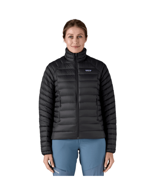 Person wearing a black puffer jacket on a transparent background