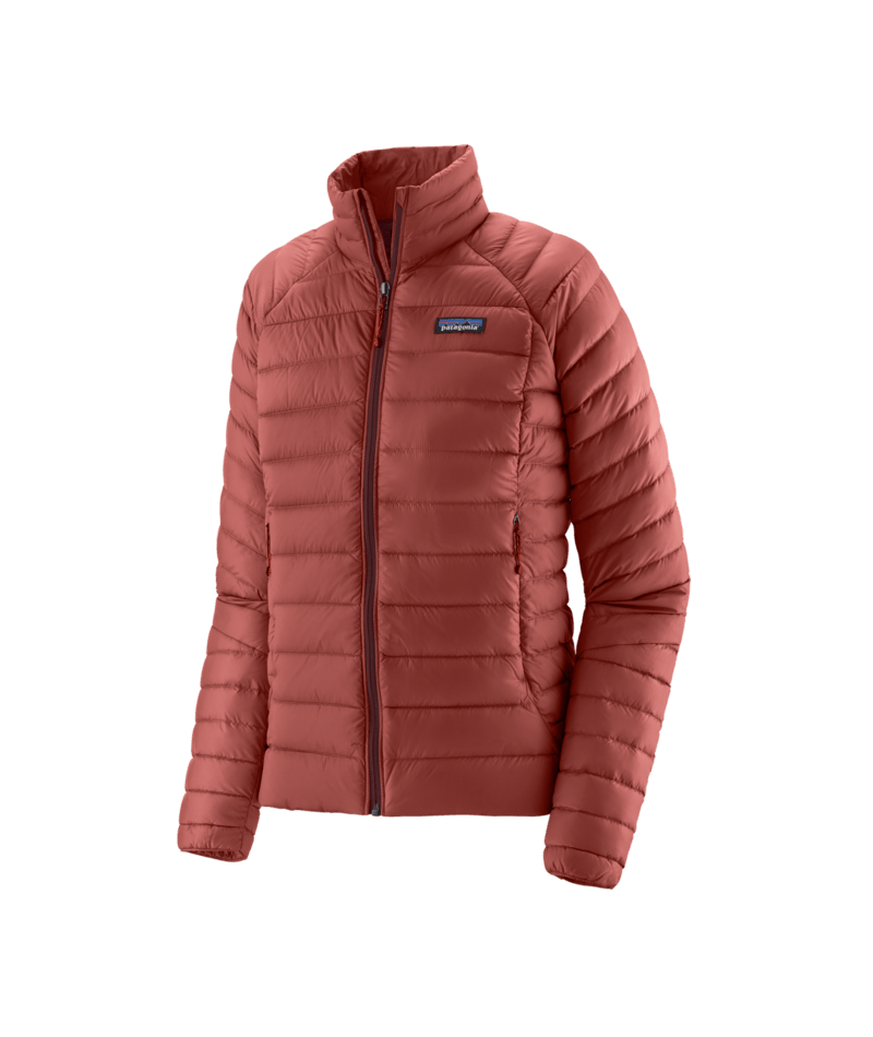 Load image into Gallery viewer, Red puffer jacket with a brand logo on a transparent background
