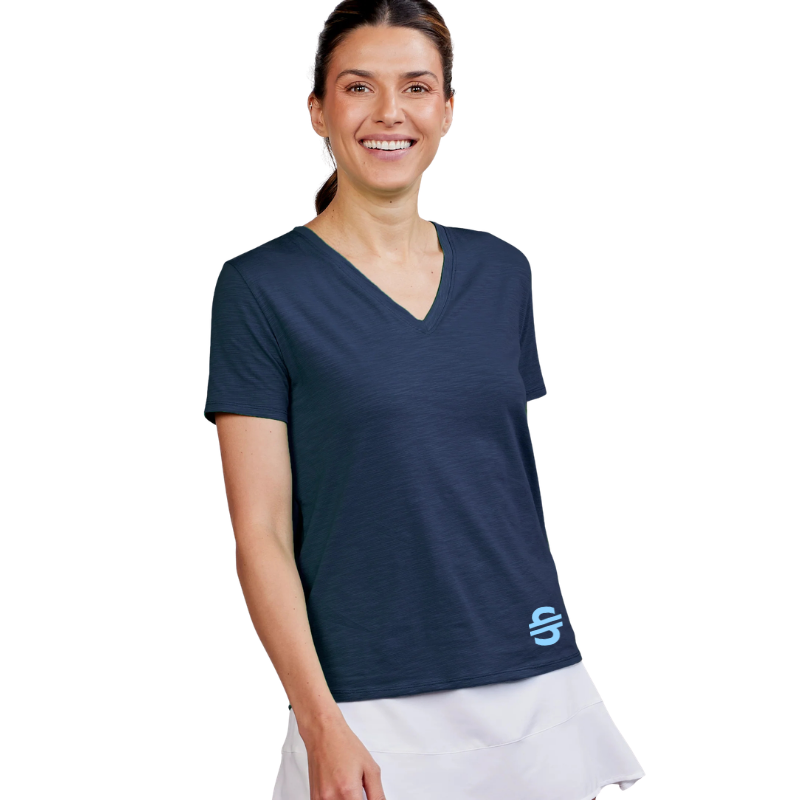 Load image into Gallery viewer, Tasc x Ski and Tennis Station Women's All Day V-Neck T-Shirt - Ski &amp; Tennis Station
