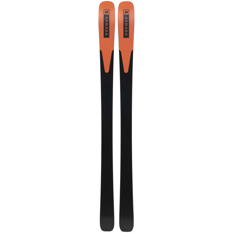 Load image into Gallery viewer, Two skis with orange tips and black bodies on a white background
