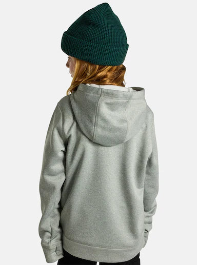 Load image into Gallery viewer, Person wearing a light gray hoodie and green beanie from behind on a white background
