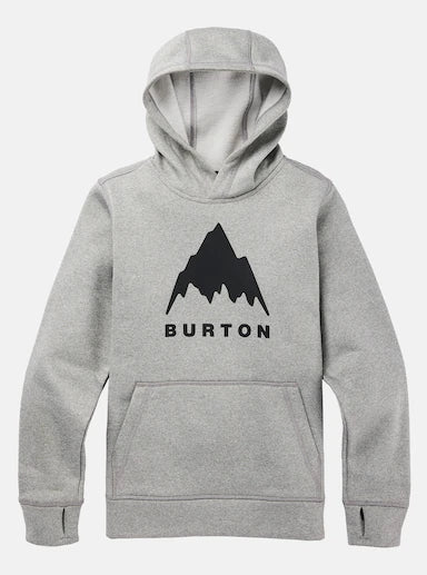 Load image into Gallery viewer, Light gray hoodie with Burton logo on a white background
