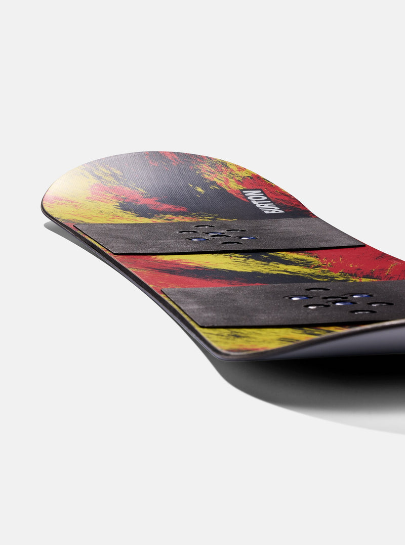 Load image into Gallery viewer, Colorful snowboard with black base on a white background
