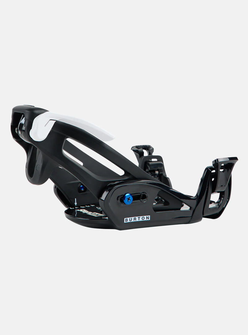 Load image into Gallery viewer, Burton Kids&#39; Step On Grom Snowboard Bindings in black color featuring a simple step-in mechanism without buckles or straps.
