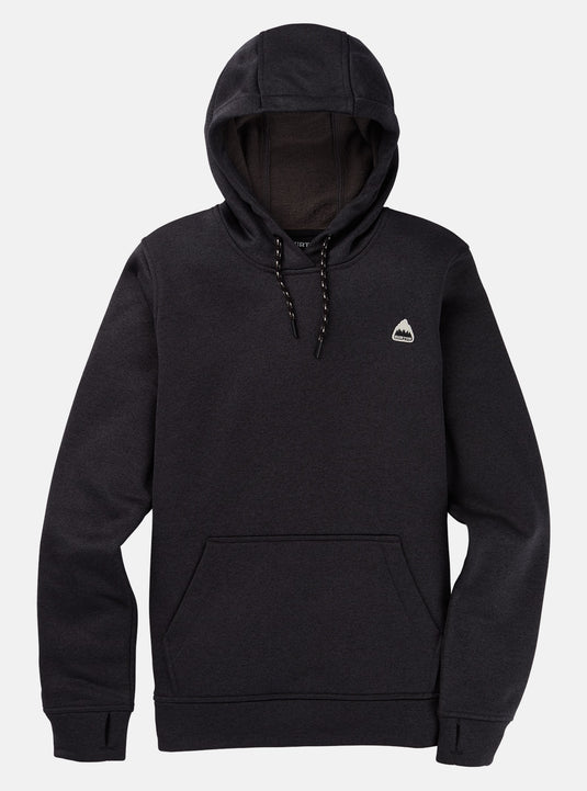 Black Burton hoodie with a small logo on a light gray background
