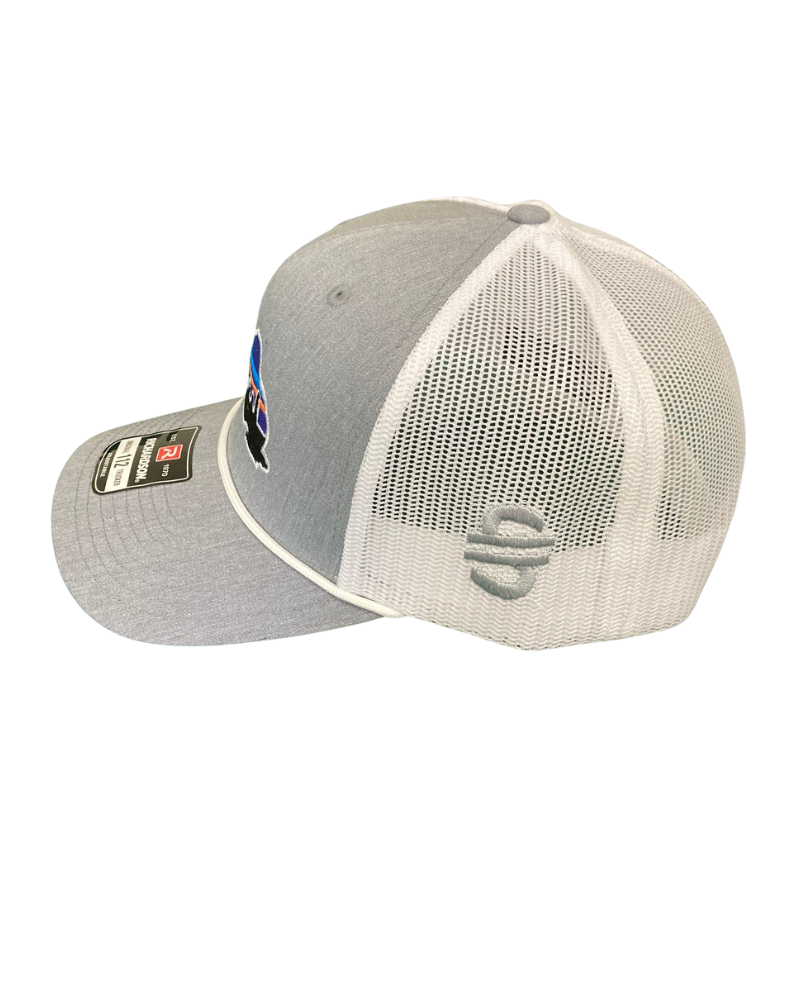 Load image into Gallery viewer, Camelgonia grey white rope trucker hat side

