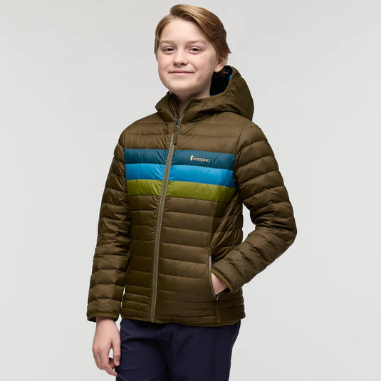 Cotopaxi Kids Fuego Hooded Down Jacket Sangria Stripes L