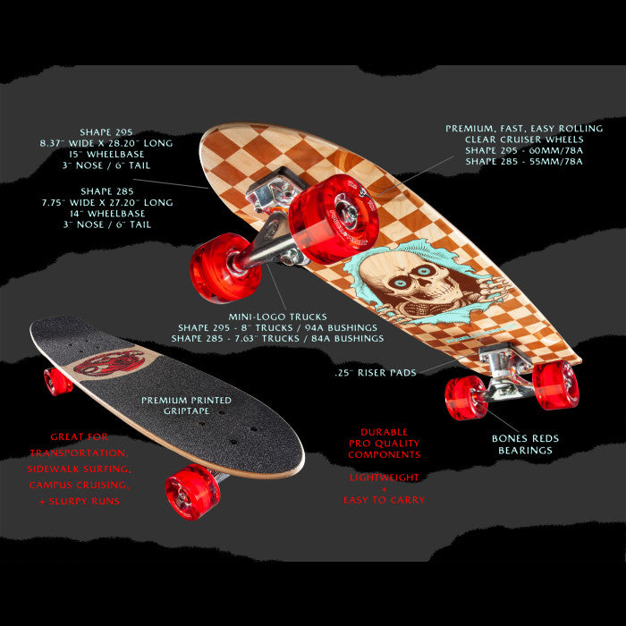 Load image into Gallery viewer, Powell Peralta Sidewalk Surfer Natural Checker Ripper Birch Cruiser Complete Skateboard - 8.37 x 28.20
