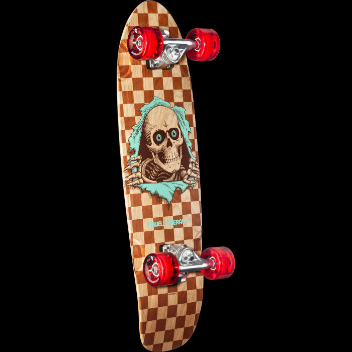 Load image into Gallery viewer, Powell Peralta Sidewalk Surfer Natural Checker Ripper Birch Cruiser Complete Skateboard - 8.37 x 28.20
