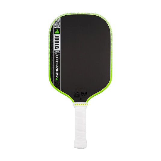 Joola Kosmos Pro V Pickleball paddle with black face, green rim, and white handle on a white background