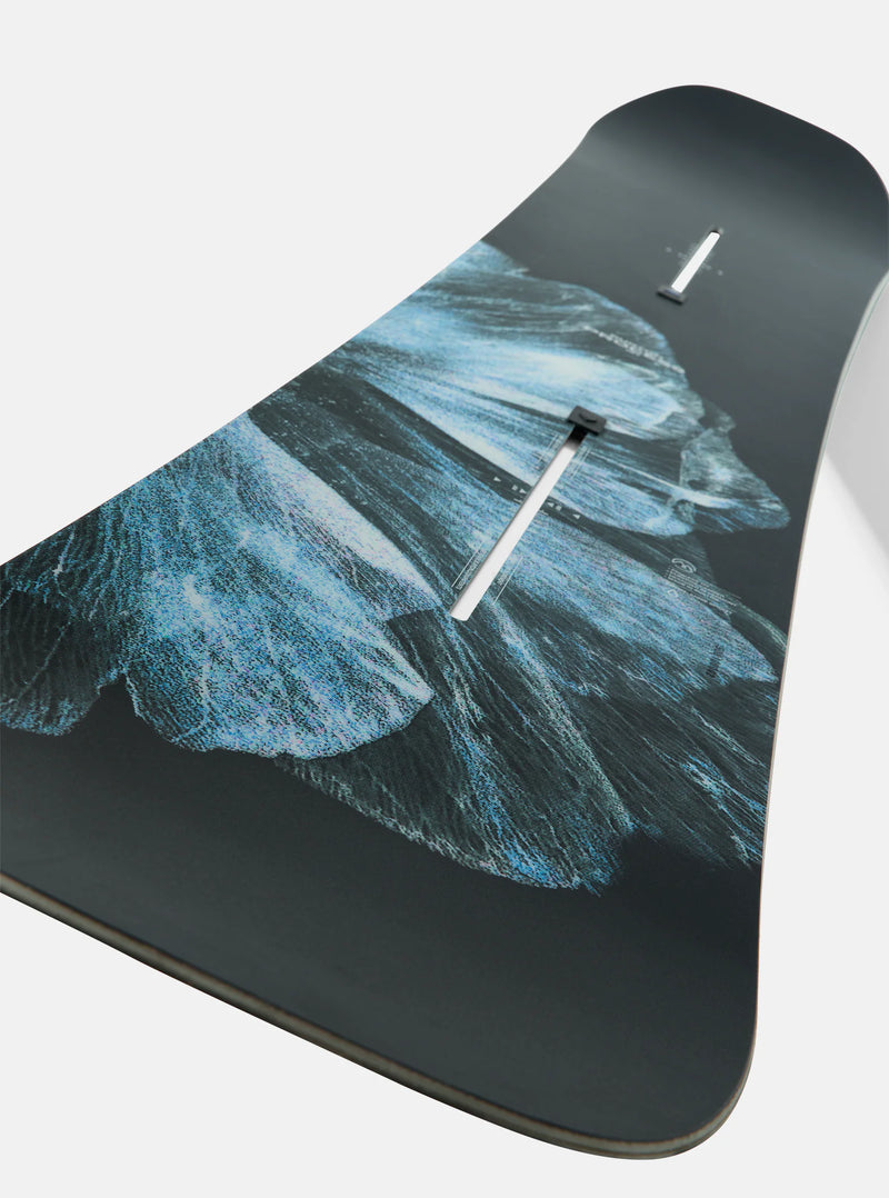 Load image into Gallery viewer, Snowboard with line-based landscape design on a white background
