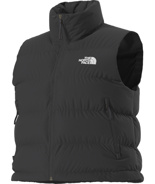 Black puffer vest with The North Face logo 