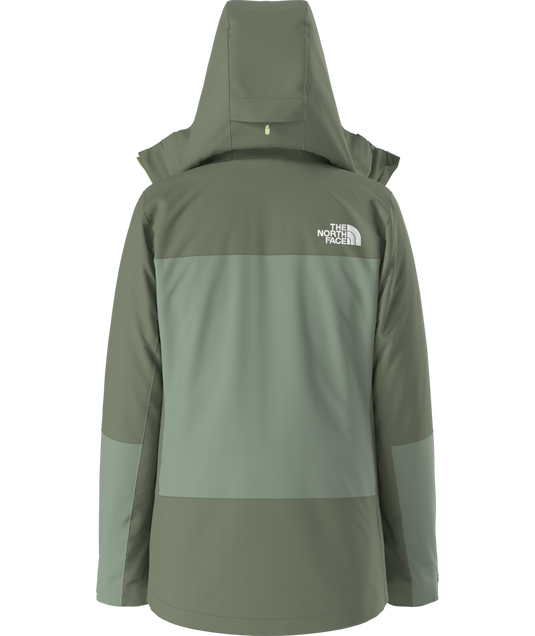 Green jacket with The North Face logo on a white background