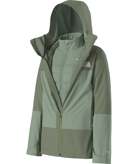 Green jacket with a hood on a white background