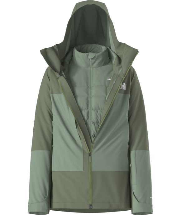 Green jacket with a hood on a white background