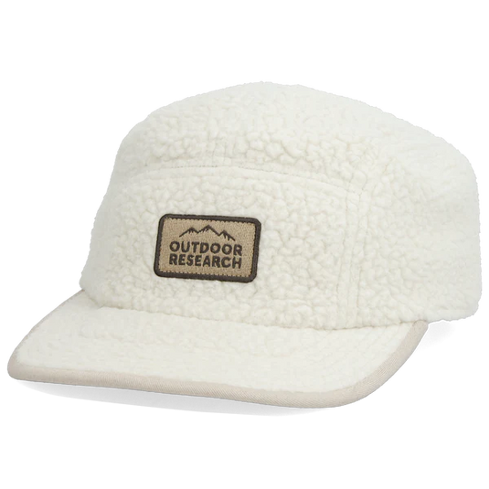 White fleece cap with Outdoor Research logo on a white background