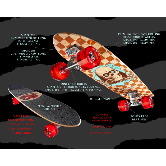 Load image into Gallery viewer, Powell Peralta Sidewalk Surfer Natural Checker Ripper Birch Complete Cruiser - 8.37 x 28.20
