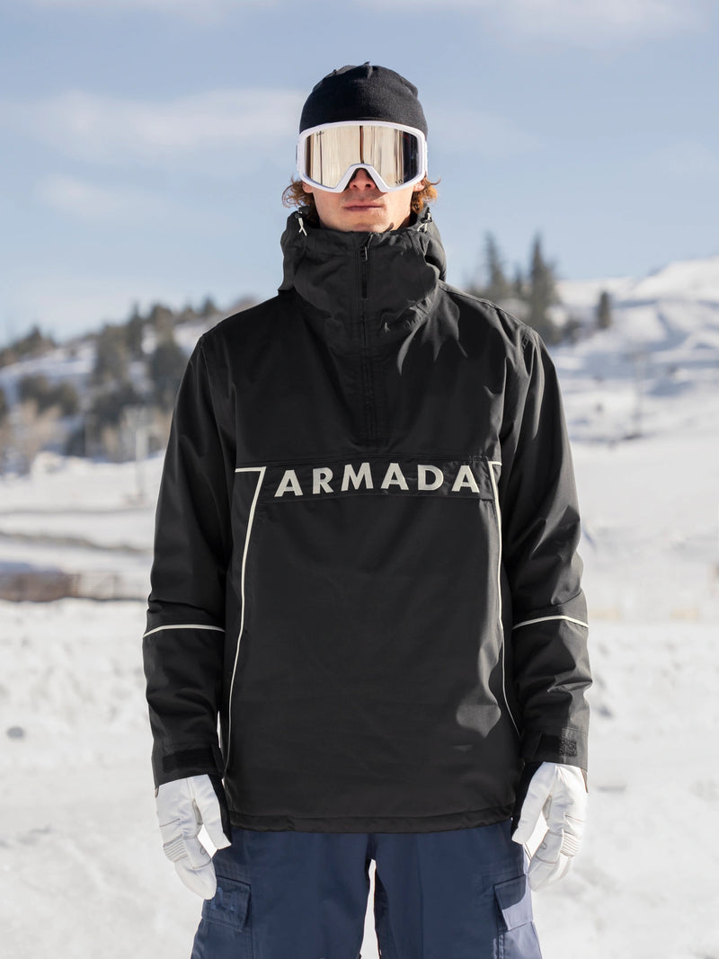 Load image into Gallery viewer, Person wearing an Armada jacket in a snowy landscape
