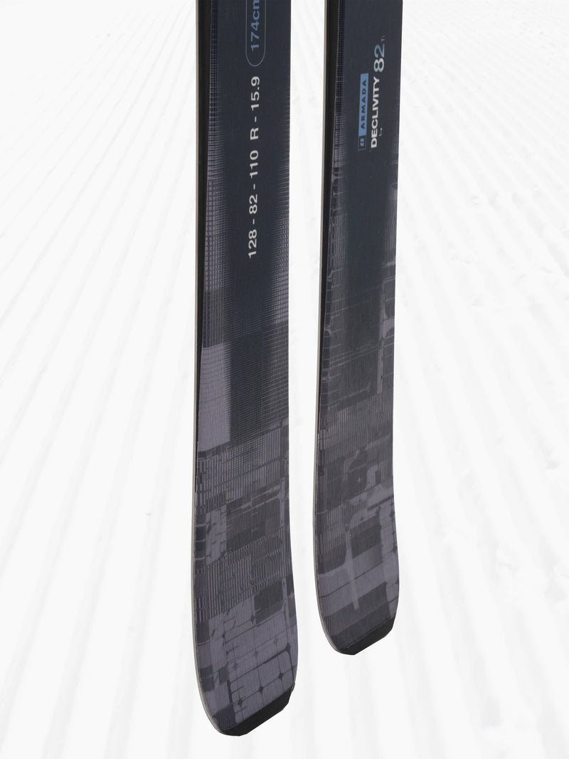 Load image into Gallery viewer, Two skis with technical specifications on a white background
