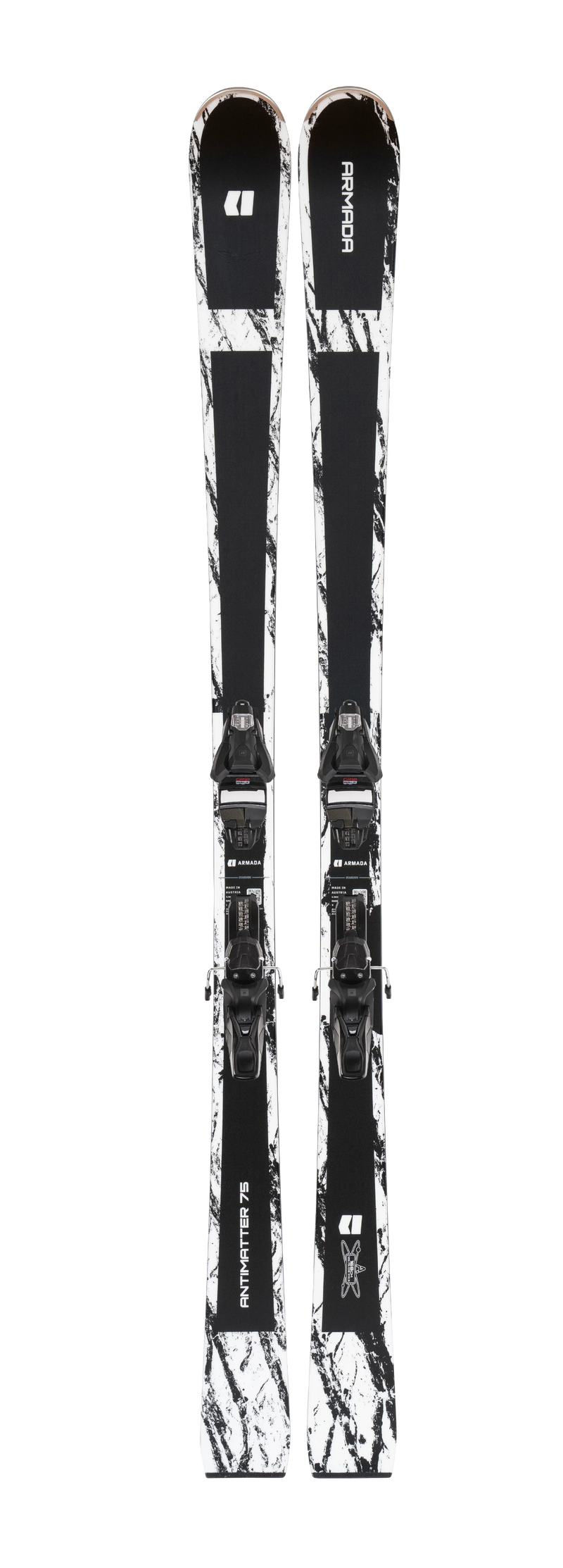 Load image into Gallery viewer, A pair of Armada Antimatter 75 skis with a black and white marbled pattern, shown vertically against a plain white background. Ski and Tennis Station
