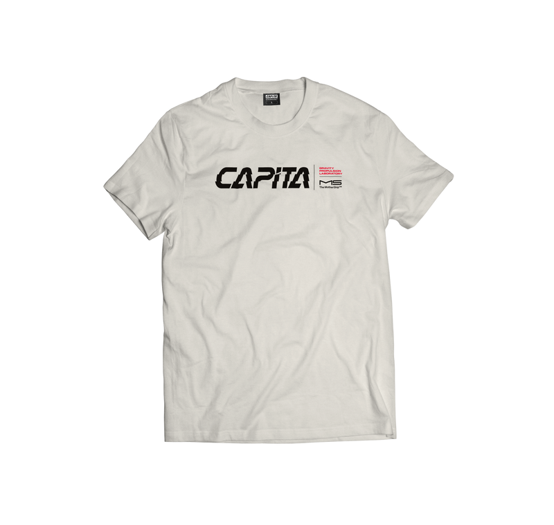 Load image into Gallery viewer, White t-shirt with 'Capita' logo on a white background
