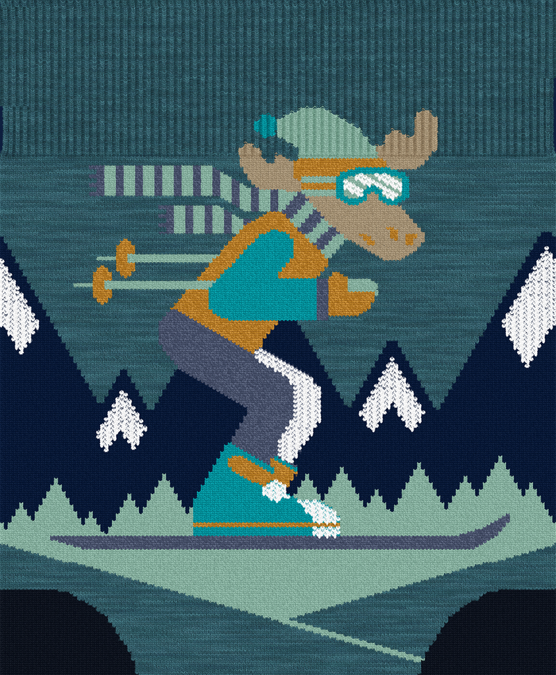 Load image into Gallery viewer, Smartwool Kid&#39;s Full Cushion &quot;Mountain Moose&quot; Wintersport Socks
