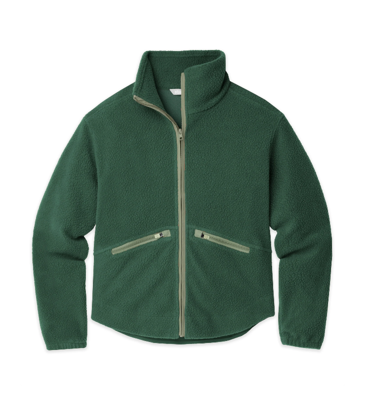 Load image into Gallery viewer, Green Stio Rawlins fleece jacket with a high collar, full-length front zipper, and two zippered hand pockets, Ski and Tennis Station
