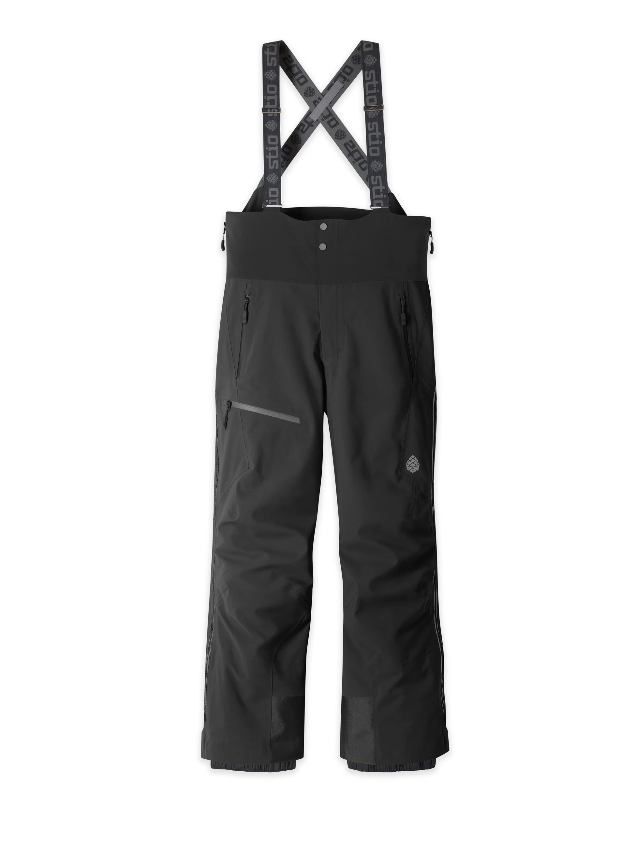 Load image into Gallery viewer, Black Stio Environ snow bib pants with adjustable suspenders, shown flat against a white background. Ski and Tennis Station.
