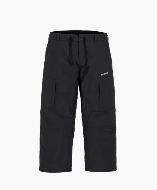 Black Armada snowboard pants with a drawstring waist and side cargo pockets, Ski and Tennis Station