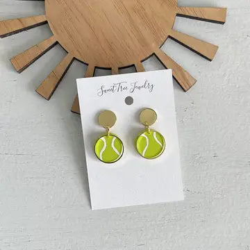 Sweet Tree Tennis Ball Gold Circle Earrings