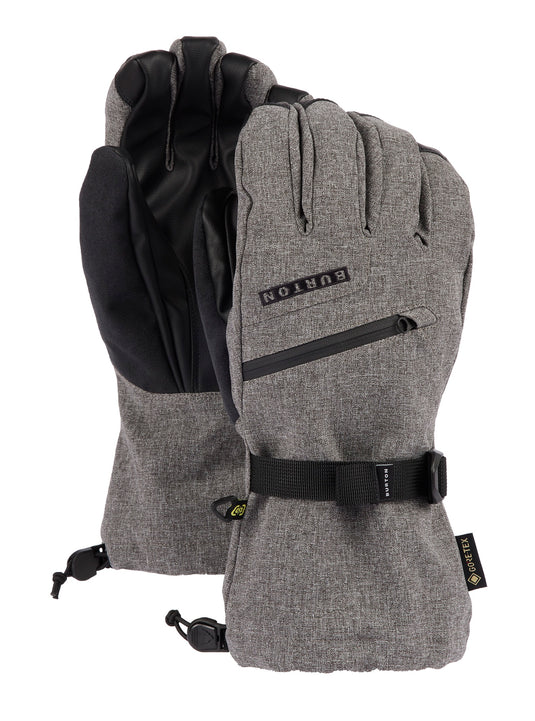Gray Burton gloves with black accents on a white background