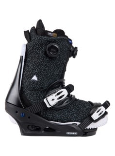 Load image into Gallery viewer, Black and gray ski boot and binding on a white background
