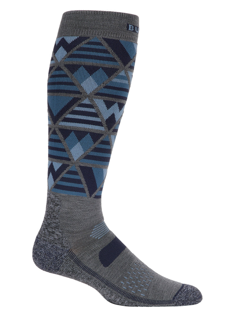 Load image into Gallery viewer, Gray and blue patterned sock on a white background
