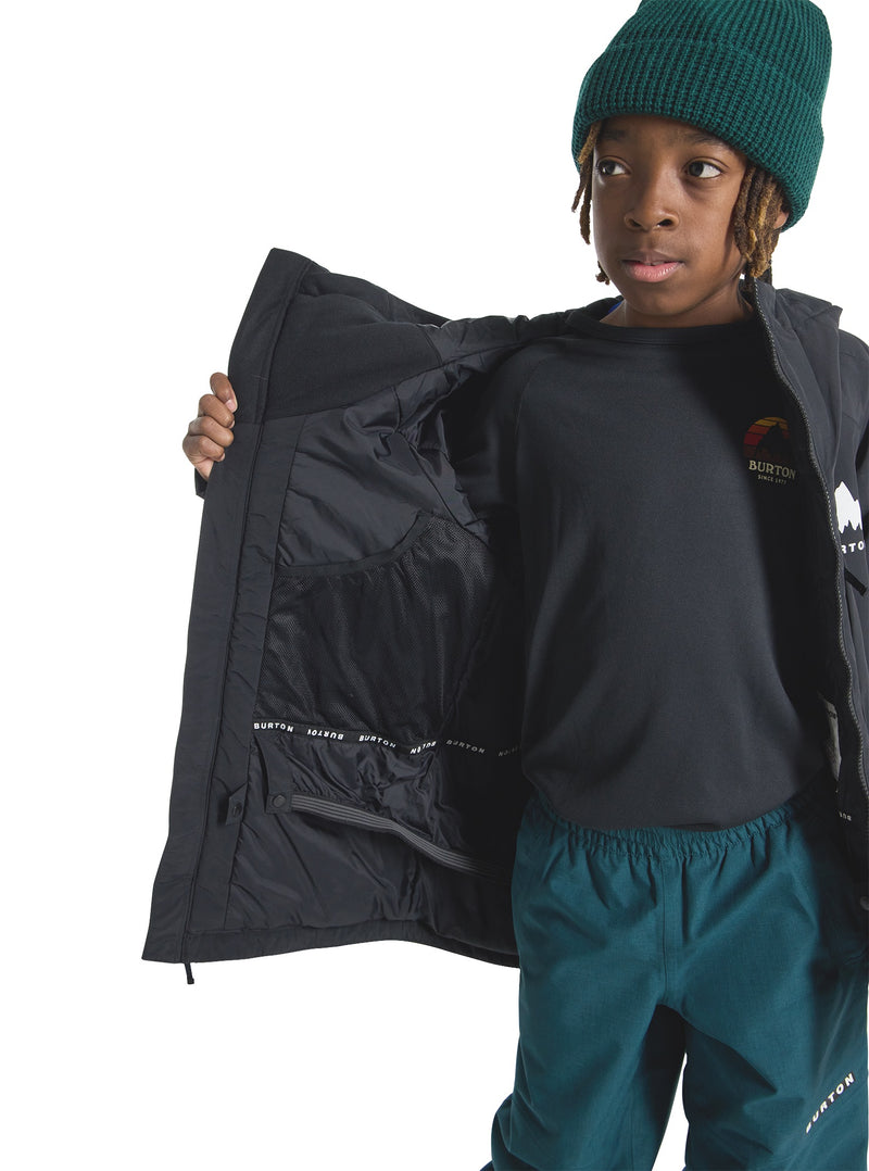 Load image into Gallery viewer, Kid wearing a black Burton jacket with visible branding, standing against a white background
