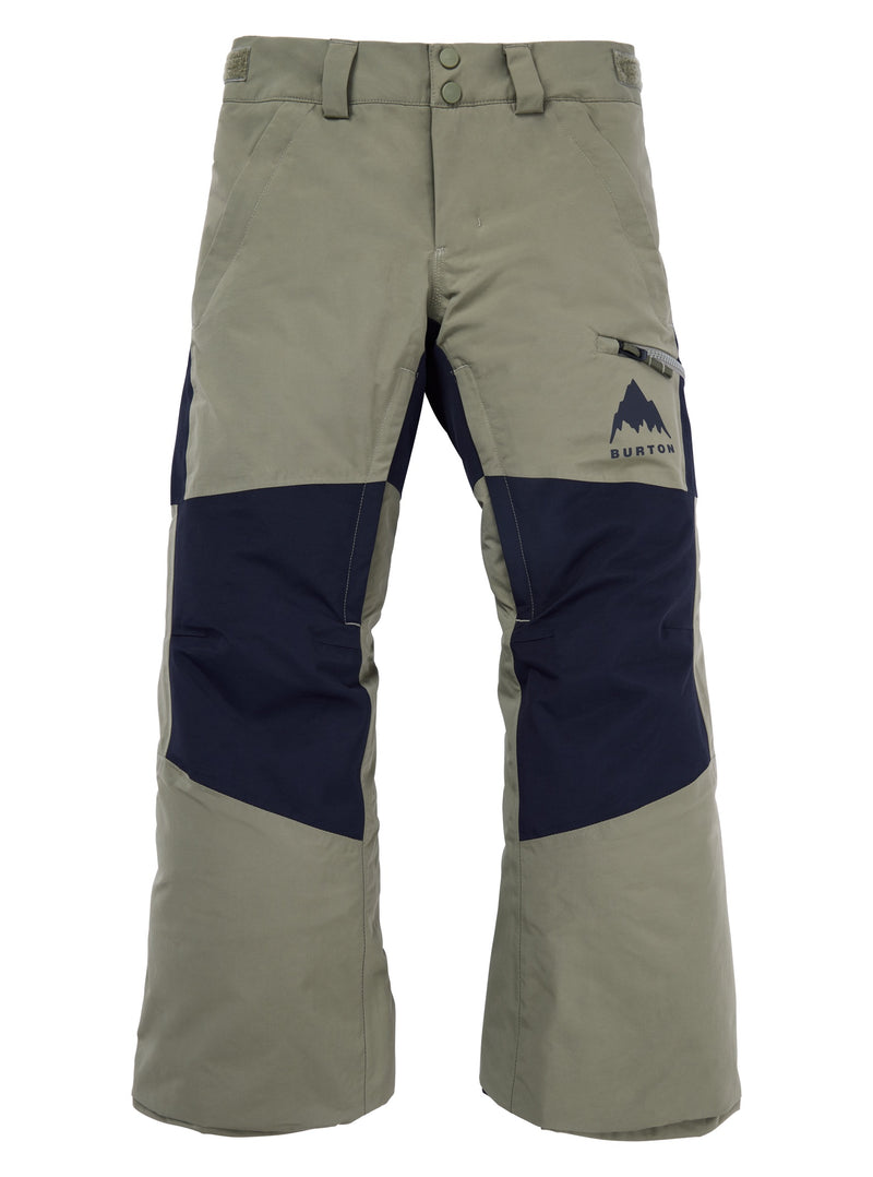 Load image into Gallery viewer, Khaki and navy pants with a Burton logo on a white background
