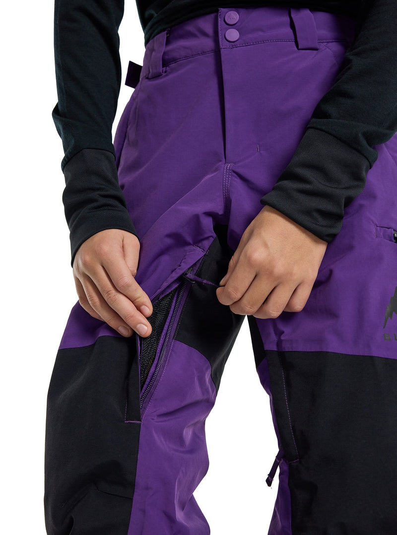 Load image into Gallery viewer, Purple and black pants with a Burton logo on a white background
