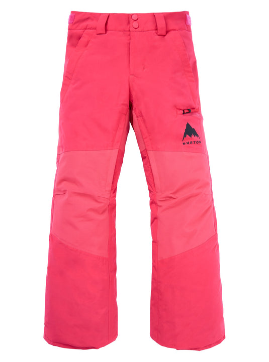 Pink snow pants with a Burton logo on a white background