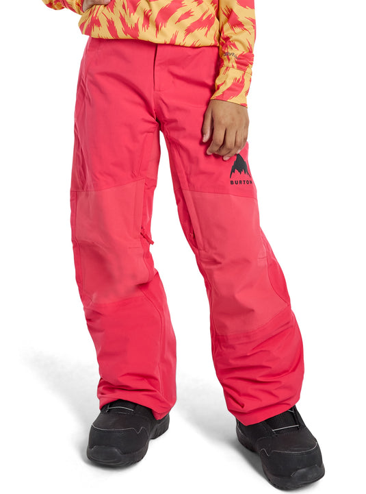 Red snow pants with a Burton logo on a white background