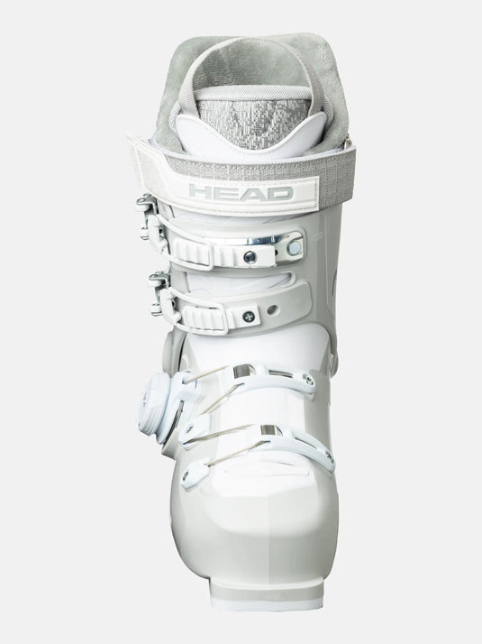 White ski boot with visible brand logo on a white background