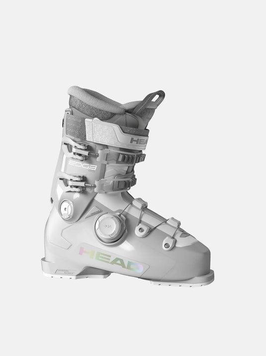 Gray ski boot with HEAD branding on a white background