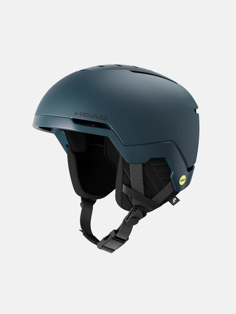 Load image into Gallery viewer, Blue helmet with &#39;HEAD&#39; branding on a light gray background
