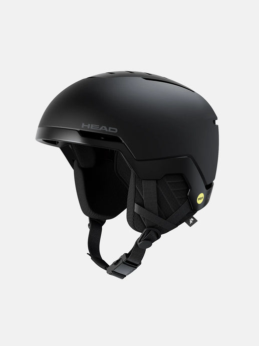 Black helmet with 'HEAD' branding on a light gray background