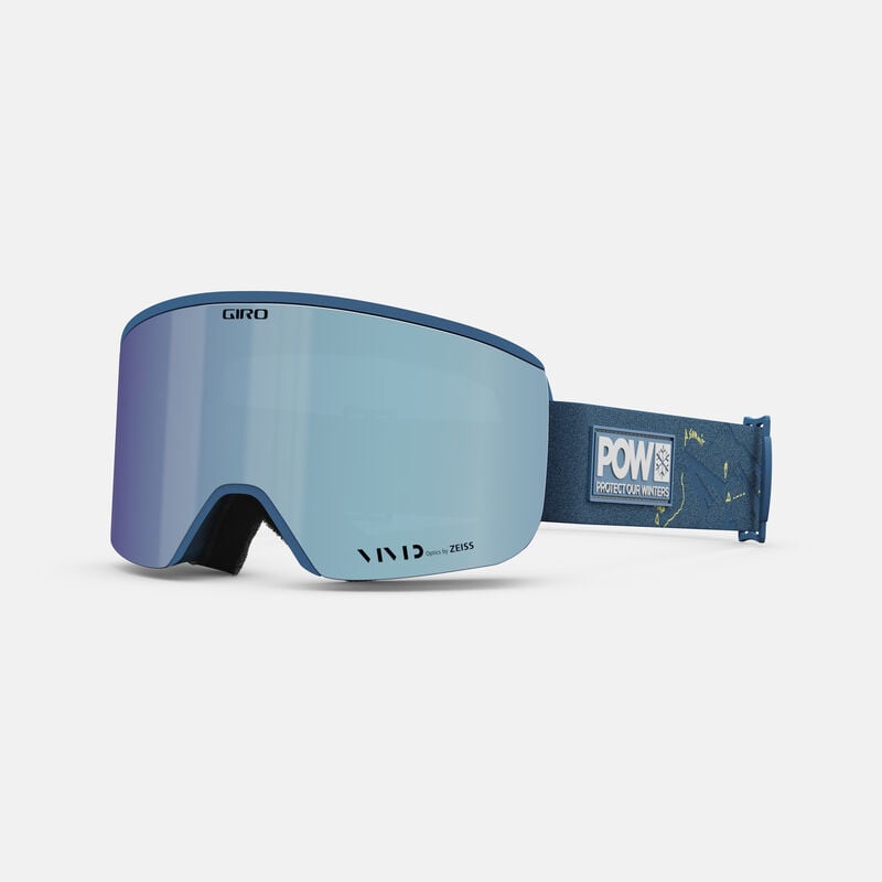 Load image into Gallery viewer, Blue ski goggles with a Giro logo and Vivid lens on a white background
